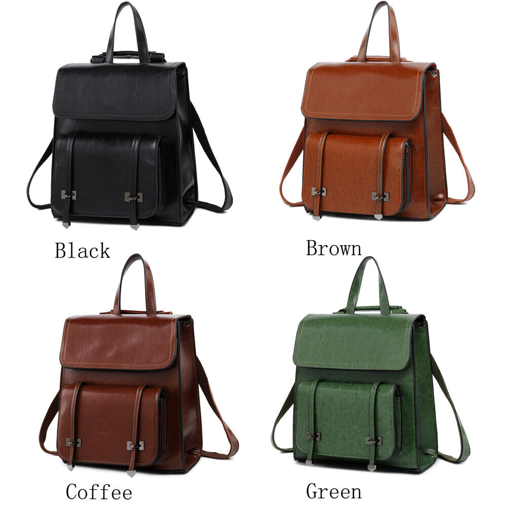 100% Genuine Leather Women's Backpack Travel Bag Rucksack Crossbody Handbags