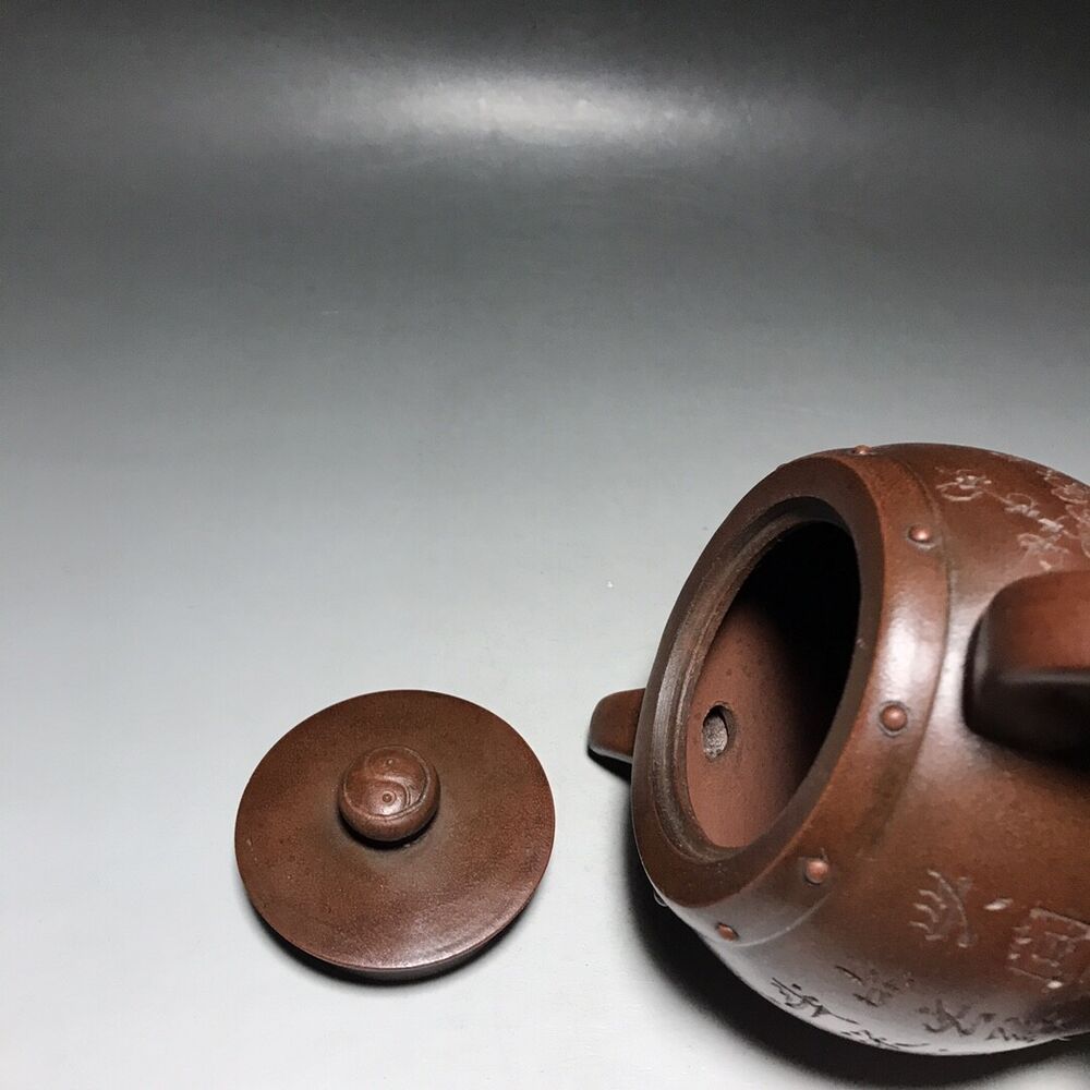 vintage chinese yixing purple clay teapot zisha ceremony carving Collectible art