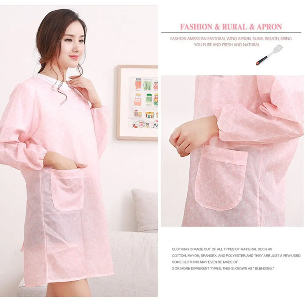 Aprons PVC Waterproof Fashion Home Kitchen Long-Sleeved Adult Unisex Smock Wears