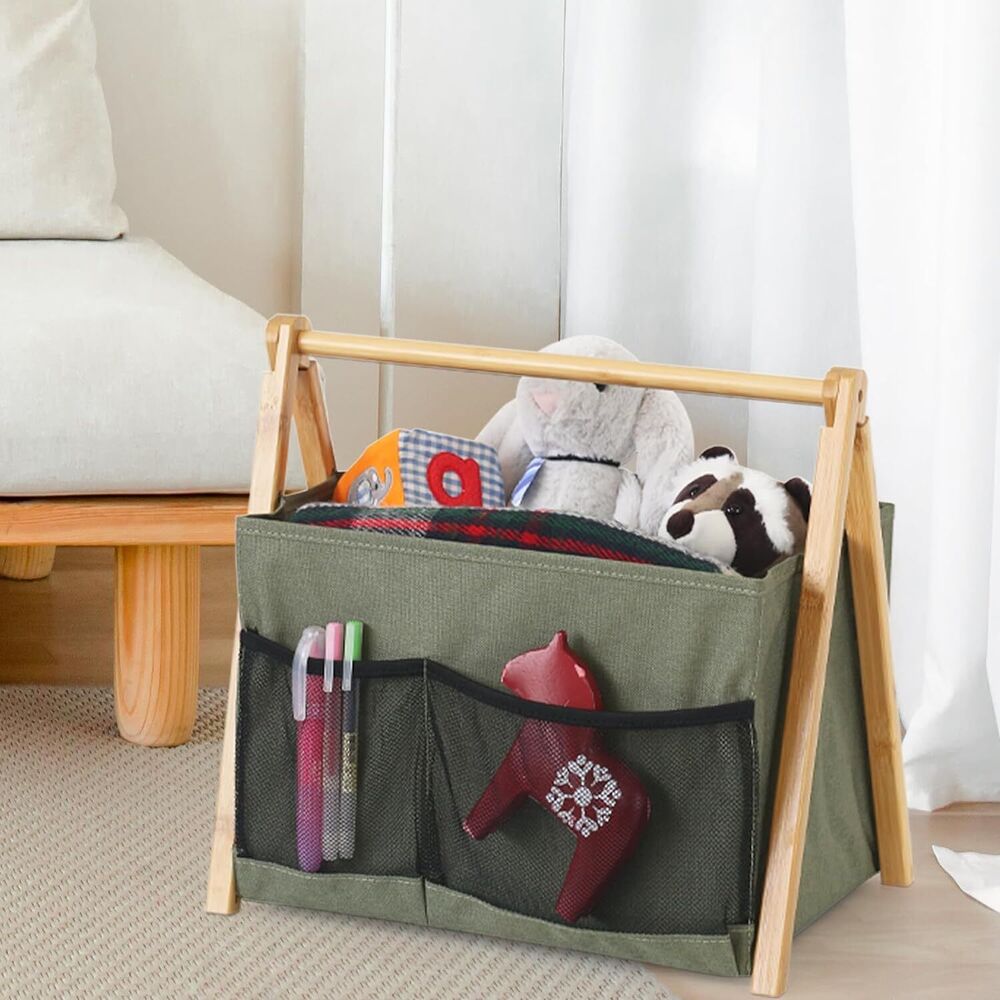Magazine Holder Foldable Rack Basket with Pocket Book Bin Caddy Organizer Gift
