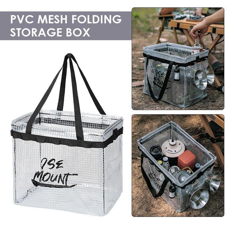Outdoor Camping Storage Box PVC Transparent Foldable Storage Tableware Bag