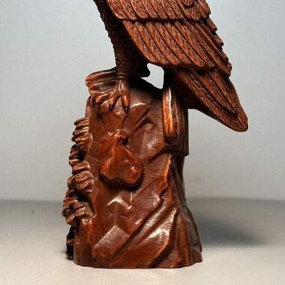 Collectible Chinese Boxwood Carved Exquisite Eagle Statue Figurines Art Ornament