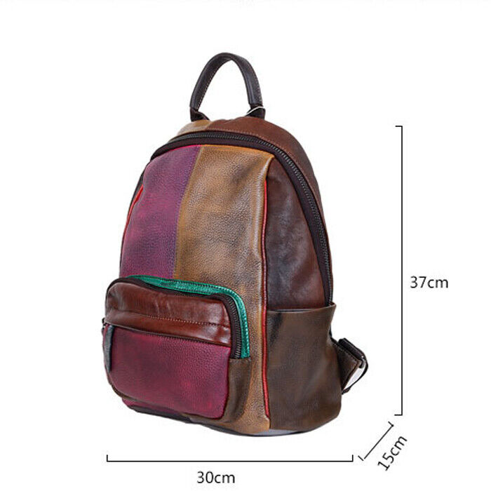 Top Cow Leather Backpack, Desinger Multi-color Travel Bag, Soft Leather Rucksack