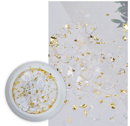 Nail Art Glitter Sequin 6Pcs Ultra-Thin Mica Powder Flakes With Gold Foil Slices