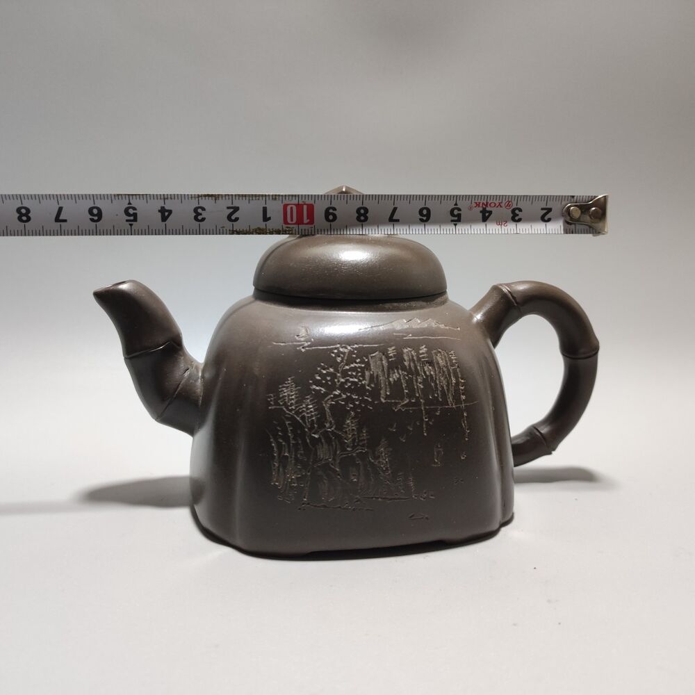 Vintage Chinese Yixing Purple Clay Teapot Zisha Ceremony Ceramic Bamboo Teaware