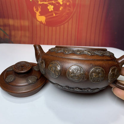 Antique Chinese Yixing Purple Clay Teapot Zisha Ceremony Ceramic Teacup Teapots