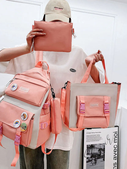 3PCS Children's Teen School Bag Four-piece Bag, Handbag Student Backpack