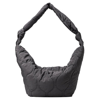 Winter Women Shoulder Bags Down Feather Crossbody Hobo Bag Cotton Leather