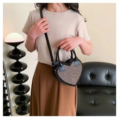 Rhinestone Heart Shaped Women's Handbag New Shoulder Bag Crossbody Handbag