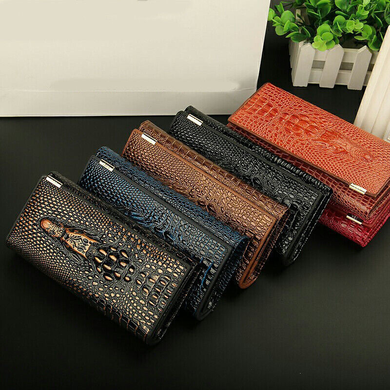 Genuine Leather Crocodile Pattern Lady's Clutch Bag Fashion Business Long Wallet