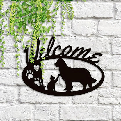 Golden Retriever and Cat Metal Wall Decor - for Front Porch, Farmhouse