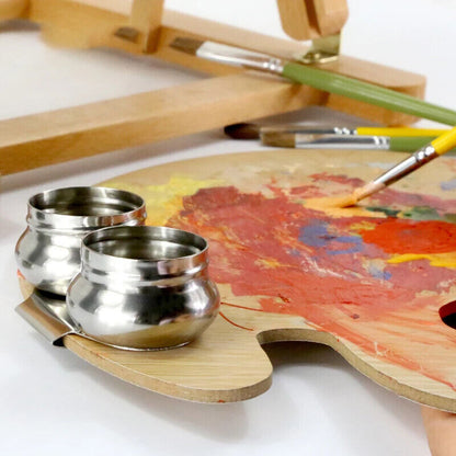 Painting Palettes Stainless Steel Oil Paint Pot Single Double Hole Drawing Tools
