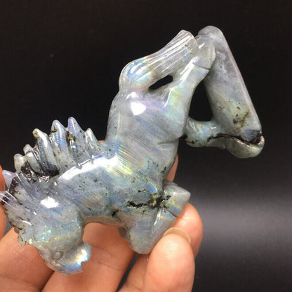 110g \Natural Crystal .labradorite,Hand-Carved.Exquisite horse statues48