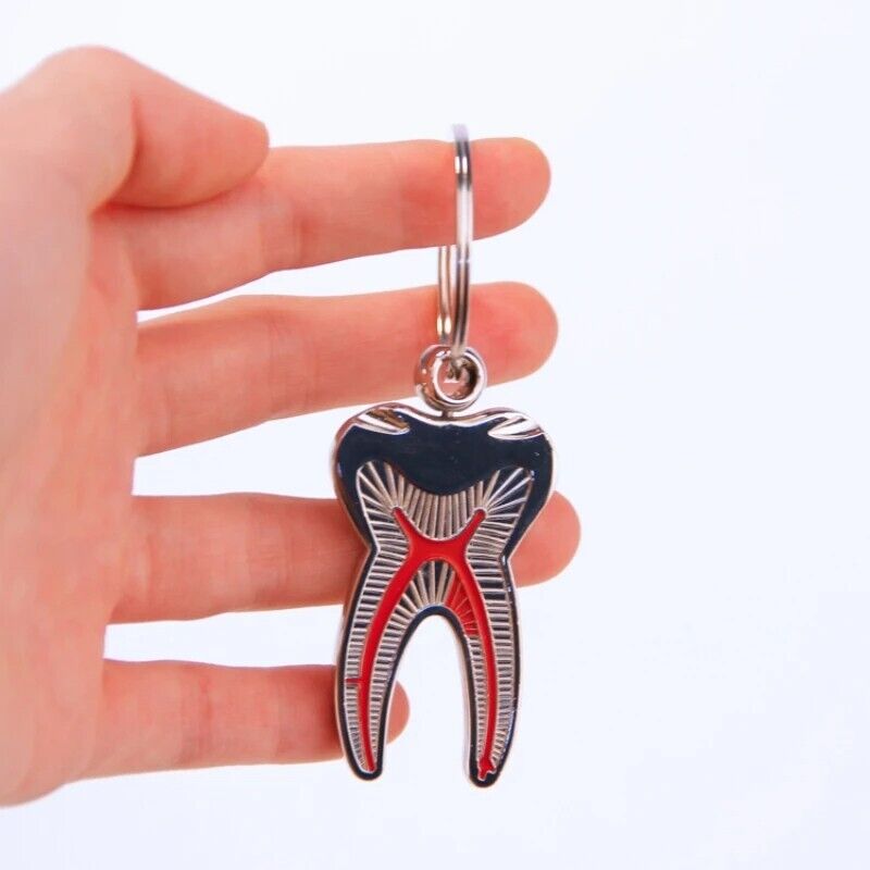 Tooth Shape Key Chain 5Pcs Metal Creative Pendant Dental Clinic Advertising