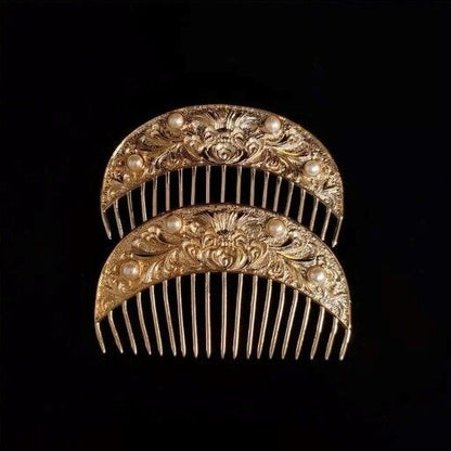 Women Hair Comb Plastic Golden Peony Pattern Classic Tang Style Fashion Headwear