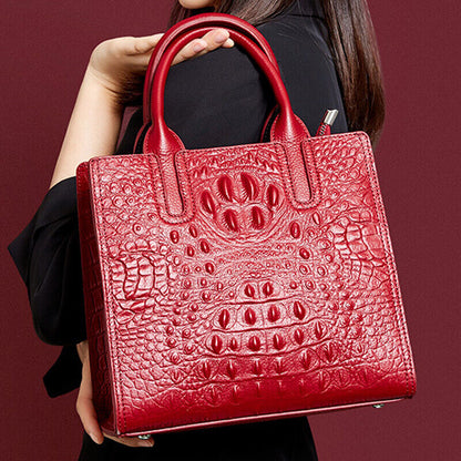 100% Genuine Leather Womens Crocodile Elegant Handbag Evening Party Shoulder Bag