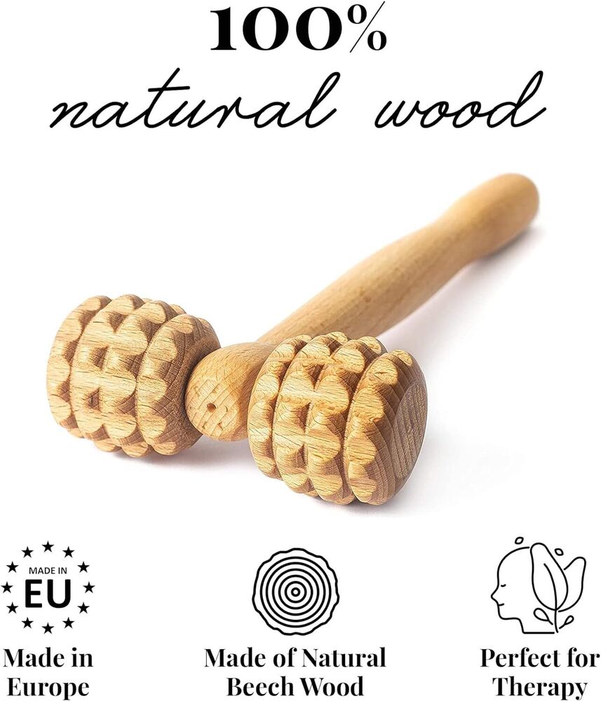 Wooden T-Shape Massage Roller Multi-Functional Massager Face Body Skincare Tool
