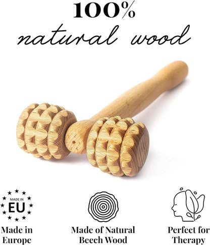 Wooden T-Shape Massage Roller Multi-Functional Massager Face Body Skincare Tool
