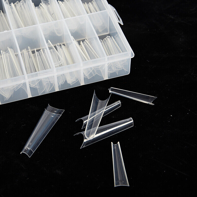 500pcs/Bag XXL Extra Long Coffin Nail Tips Half Cover Press Clear Fake Nail-ca