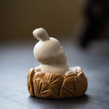 lovely rabbit statue small size creative yixing zisha clay tea pet ornament new