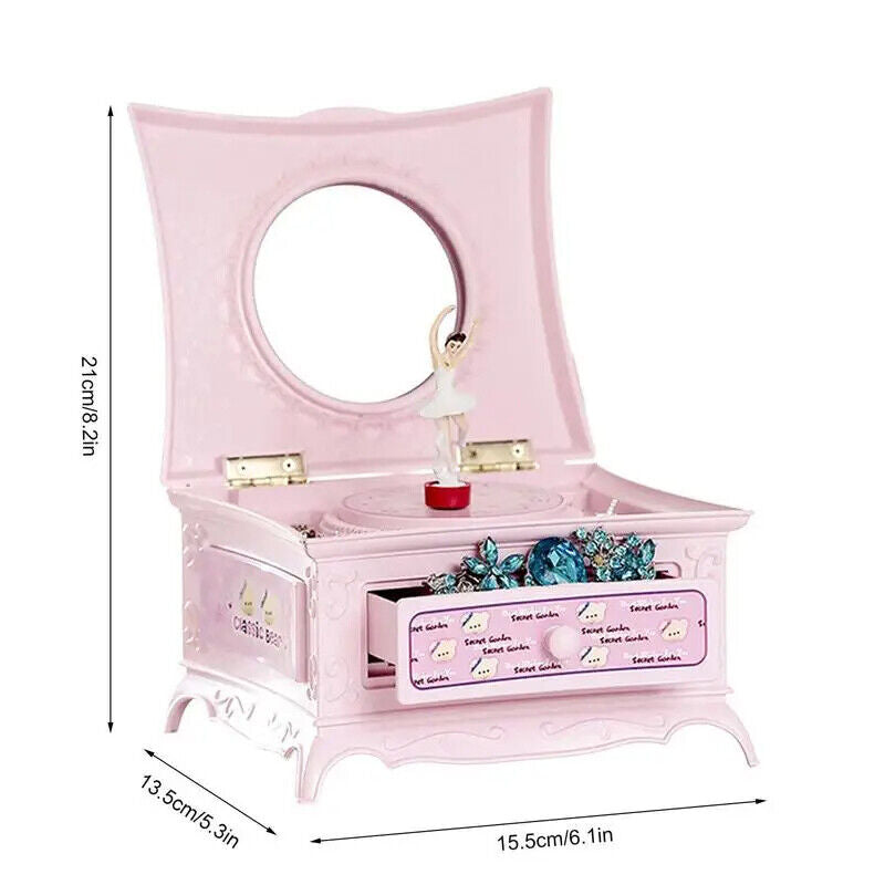 Dancing Ballerina Music Box Retro Craft Jewelry Storage Organizer 15.5x13.5x21cm