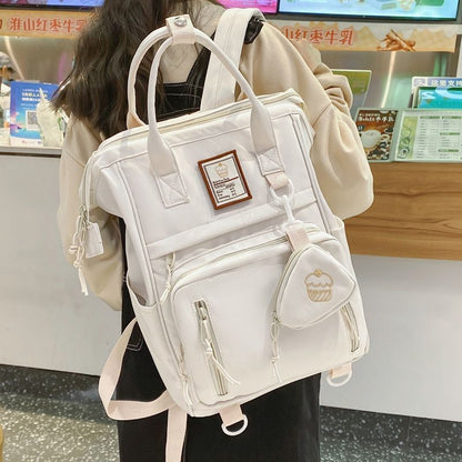 Double Zipper Multifunction Backpack School Bags Teenage Shoulder Bag 26*16*39CM