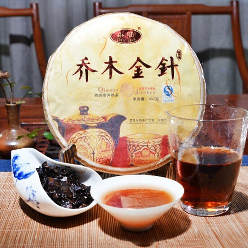357g Qiao Mu Jin Zhen * Yunnan Puerh Golden Bud Pu-erh Tea Cake Ripe Puer Shu