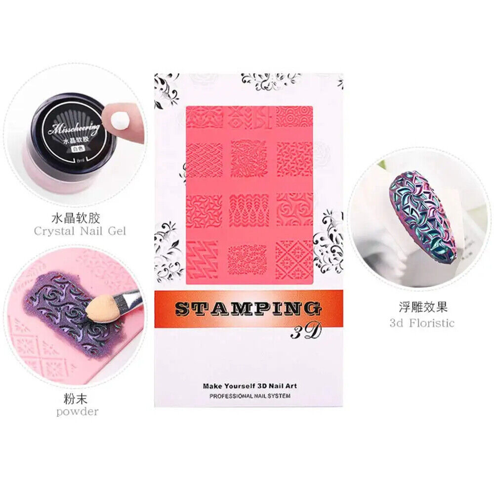 Nail Art Tool Silicone Stamping Plates 3D Template Manicure Design Printing Mold