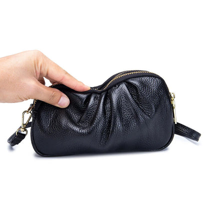 Women Cloud Bag Genuine Bag Three Layers of Shoulder Messenger Bag Handbag
