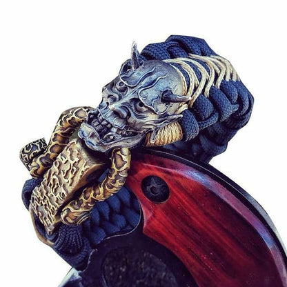 Skull Devil Buckle Beads Adjustable Paracord DIY Pendant Brass Lanyards Charms