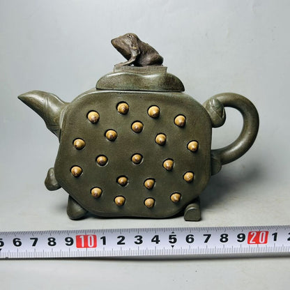 Vintage Chinese Yixing Purple Clay Teapot Zisha Ceremony Frog Lotus Teaware