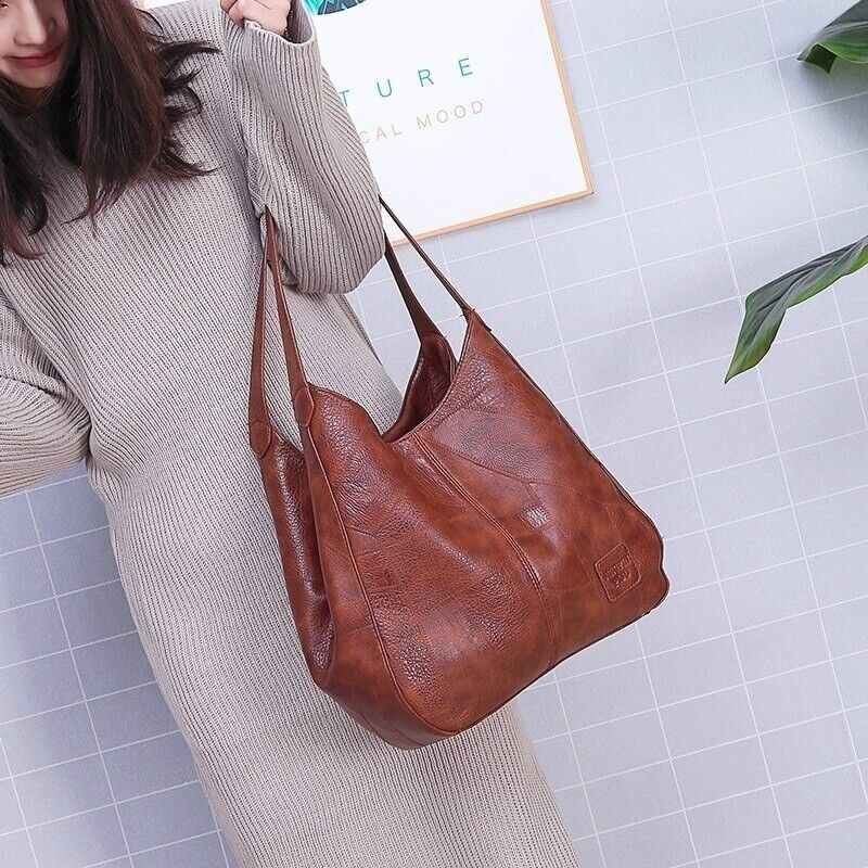 Shoulder Bag Women Capacity Ladies Hand Bags Vintage PU Leather Women Bag