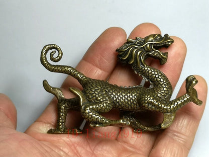 China Bronze Carving Zodiac dragon loong Statue fengshui Ornament Collection