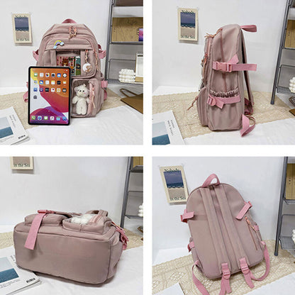 Large Capacity Backpack School Bag Laptop Girls Travel Bag With Pin