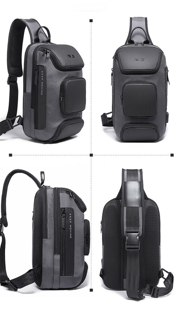Charging Port Water Resistant Chest Pack Sling Bag Crossbody Backpack Business