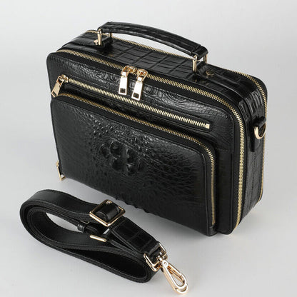 Handcrafted Alligator Crocodile Skin Leather Briefcase Men's Business Handbags