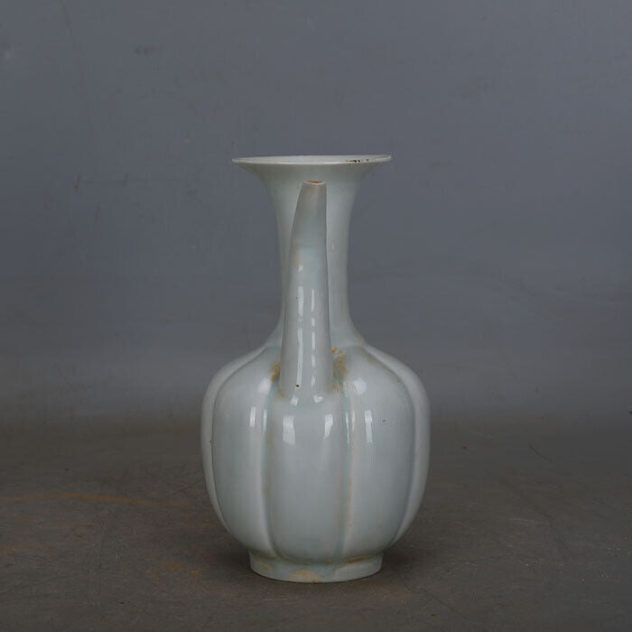 China Song Dynasty Hutian Kiln Blue Glazed Gourd Ridge Neck Porcelain Pot