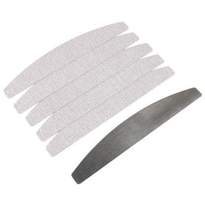 Nail Files 50-100Pcs Gray Removable Pads Metal Handle Replacement Sandpaper Tool
