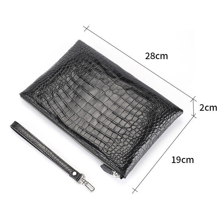 Handcrafted Alligator Crocodile Belly Leather Men's Business Clutch Envelope Bag