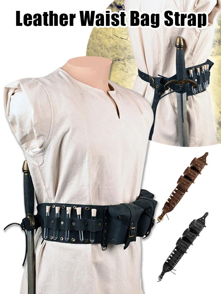Vintage Medieval Alchemy Sword Belt Bag Healer Bottle Sash Witchcraft Larp Cos