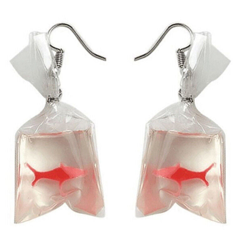 Handmade cute fish earrings water bag Dangle Hook pendant earrings g-ca