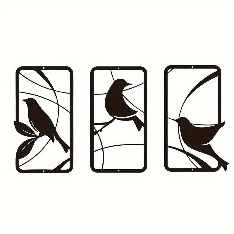 3pcs Paradise Bird Metal Wall Art, Bird Metal Wall Painting Metal Wall Picture