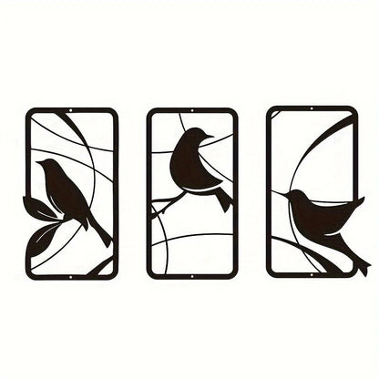 3pcs Paradise Bird Metal Wall Art, Bird Metal Wall Painting Metal Wall Picture