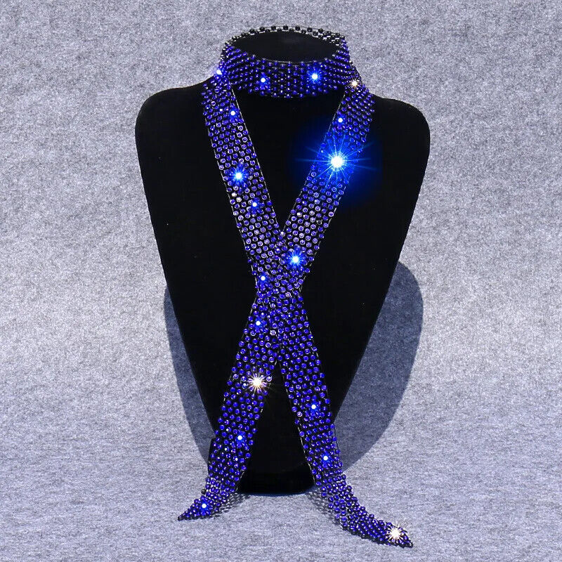 Men Ties Shiny Rhinestones Women Fashion Sequin Party Night Club Bar Accessories