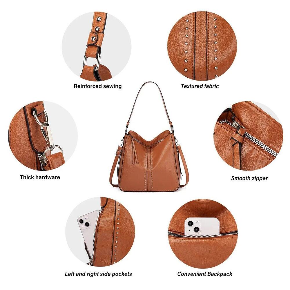 Concealed Carry Purse Crossbody Leather Shoulder Bag Women Handbag Wallet Black