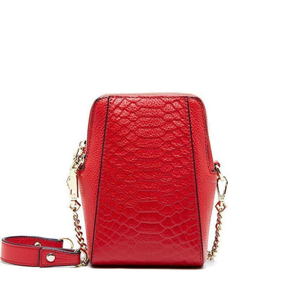 Diagonal Cross Sheepskin Bags Small Mobile Genuine Leather Pattern Shoulder Bag