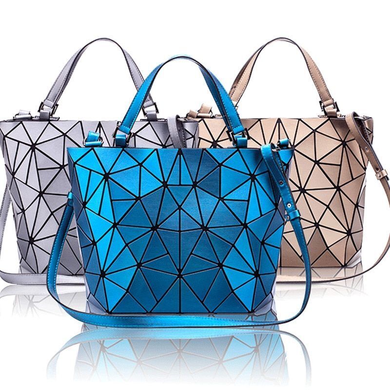 Hologram Bag Frosted Matte Crossbody Bag Bucket Purse Geometric Shoulder Handbag