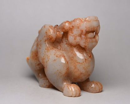 Antique Chinese Natural Hetian Jade Carved Exquisite Beast Statue Figurines Rare