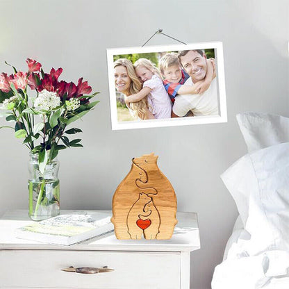 Wooden Bear Ornaments Family Statue Family Art Puzzle Desktop Decor XMAS Gifts
