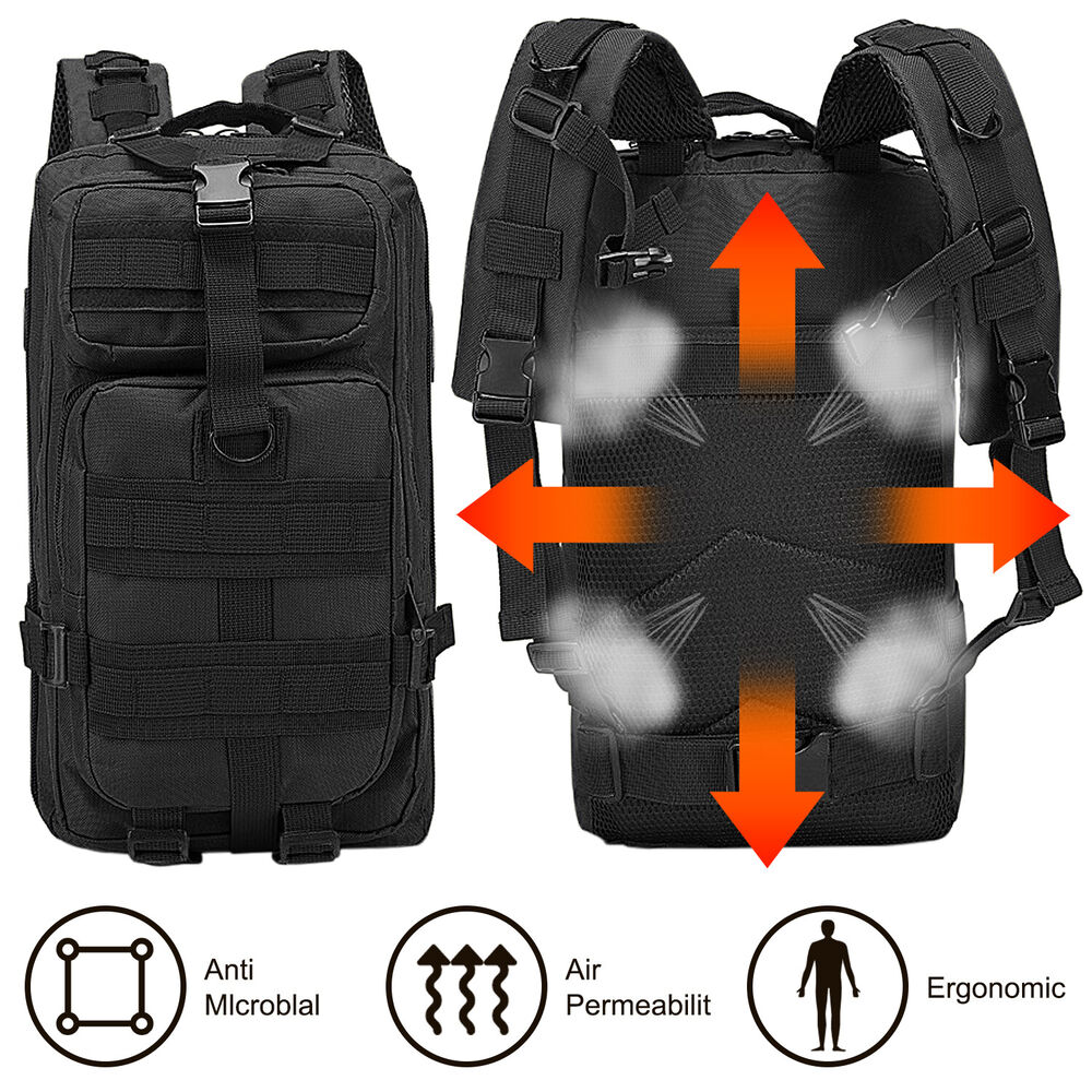30L Military Tactical Backpack Large Army 3 Day Assault Pack Molle Bag Rucksack